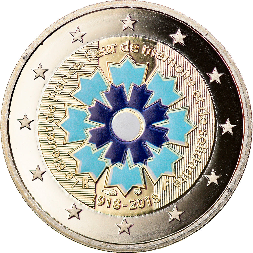 France, 2 Euro, Le Bleuet de France, 2018, Paris, BE, MS(65-70), Bi-Metallic