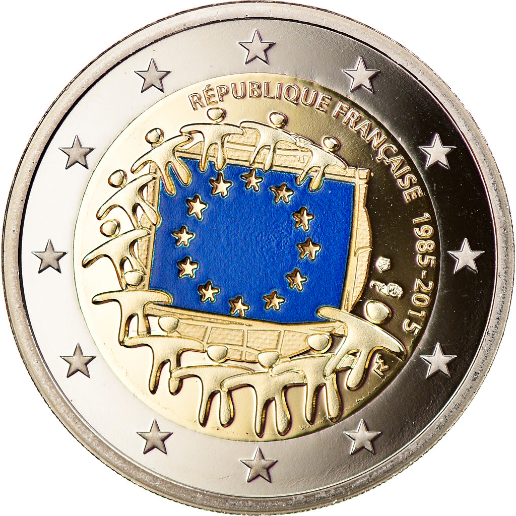 France, 2 Euro, Drapeau européen, 2015, Paris, BE, FDC, Bi-Metallic