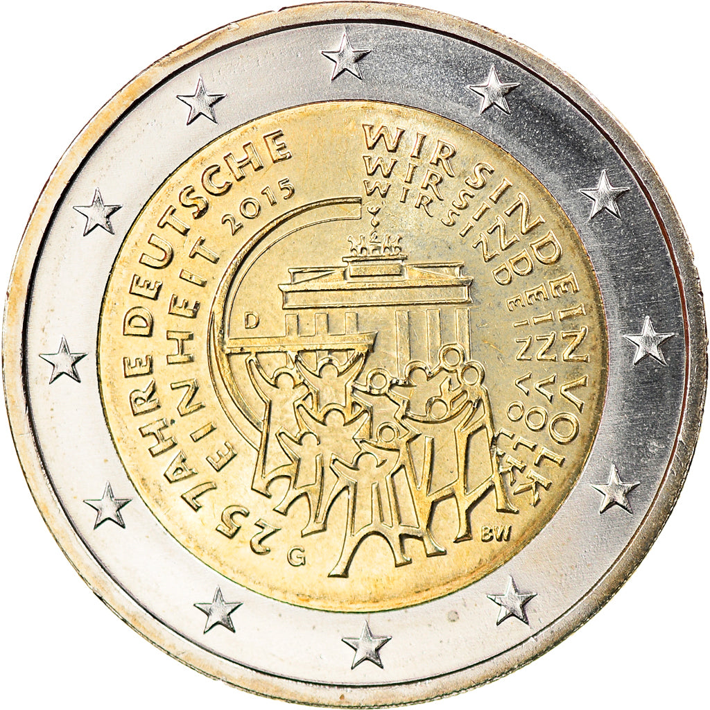 Niemcy, 2 Euro, 25 years, 2015, Karlsruhe, MS(63), Bimetaliczny, KM:New