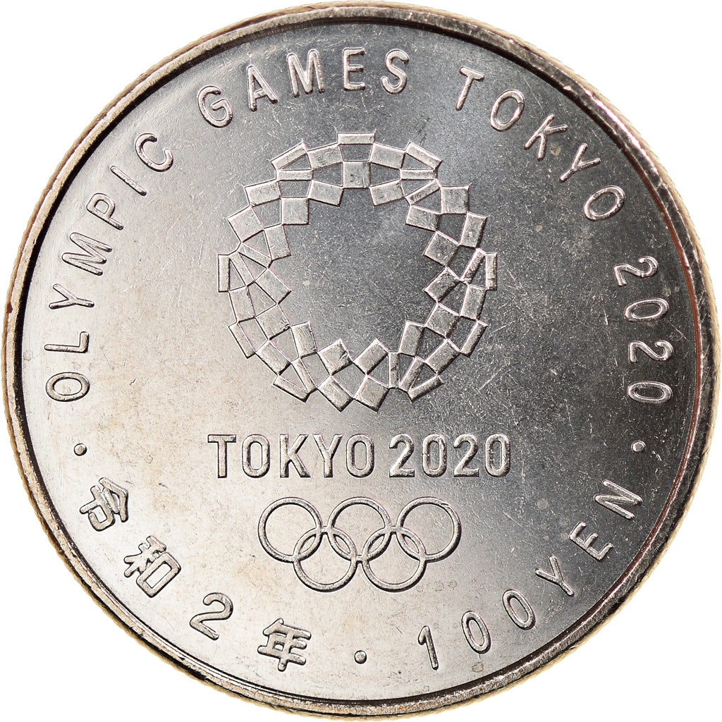 Moeda, Japão, 100 Yen, 2020, Jeux Olympiques de Tokyo - Football, MS(63), Cobre