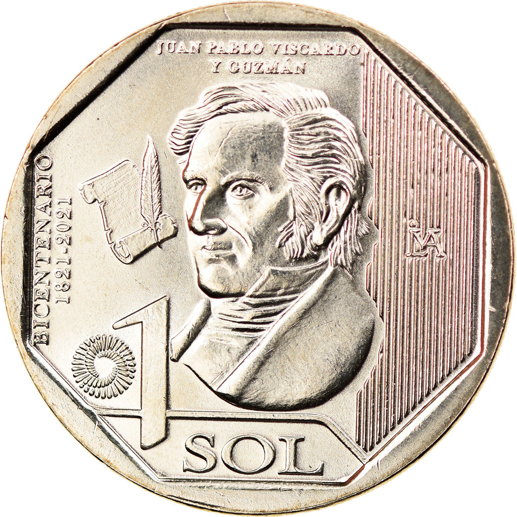 Münze, Peru, Sol, 2020, Lima, Juan Pablo Vizcardo y Guzmán, UNZ, Nickel-brass