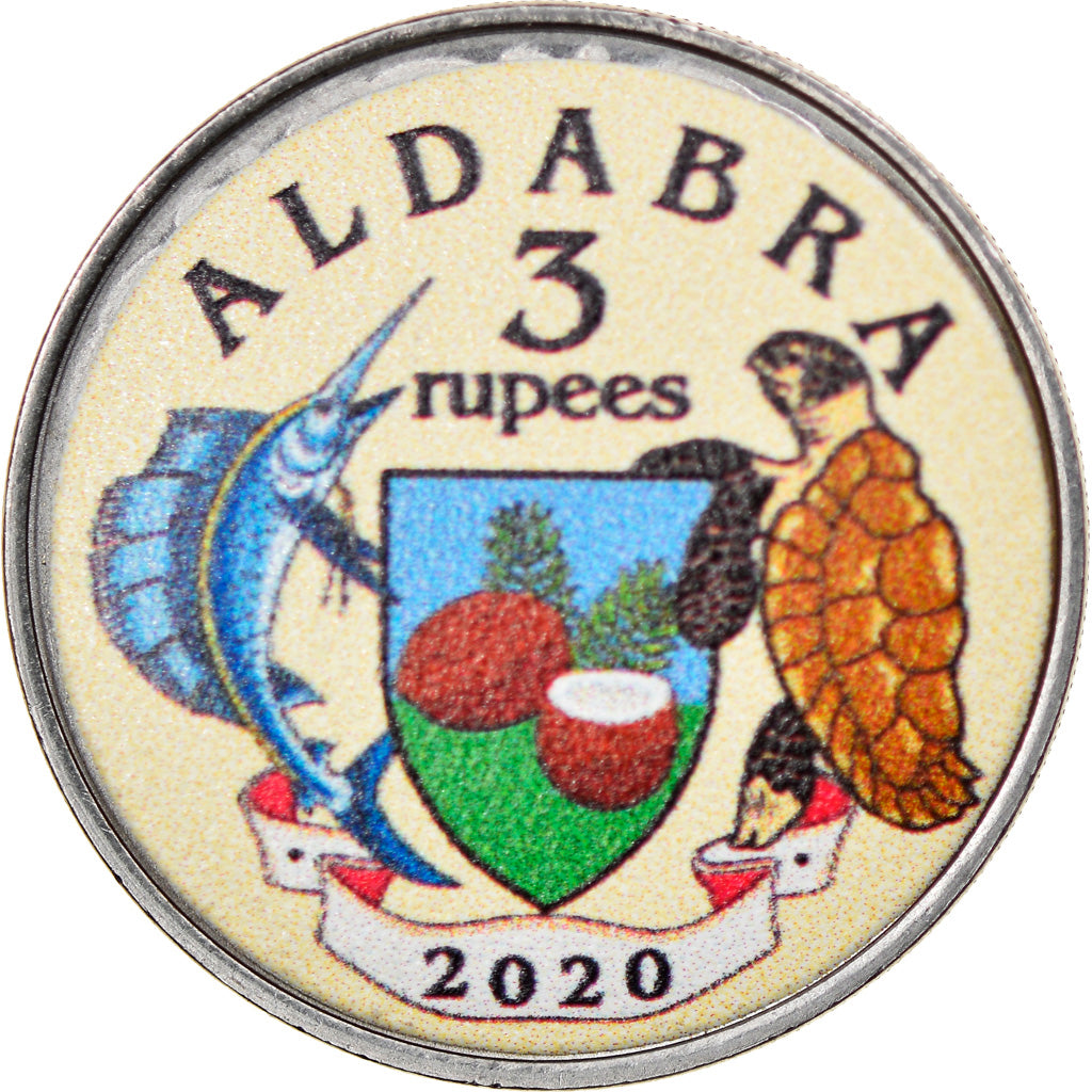 Moneta, Seychelles, 3 rupees, 2020, Aldabra - Dinosaure type 1, SPL, Acciaio