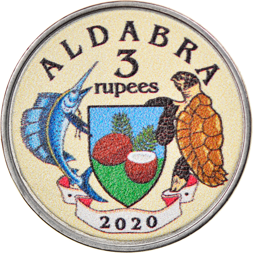 Coin, Seychelles, 3 rupees, 2020, Aldabra - Dinosaure type 2, MS(63), Steel