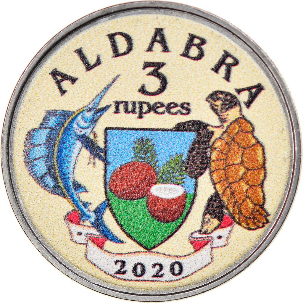 Coin, Seychelles, 3 rupees, 2020, Aldabra - Dinosaure type 3, MS(63), Steel