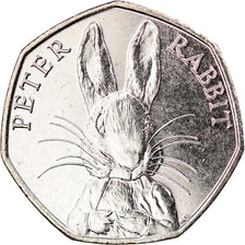 Coin, Gibraltar, 50 Pence, 2016, Pierre Lapin, MS(63), Copper-nickel