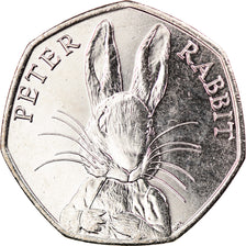 Coin, Gibraltar, 50 Pence, 2016, Pierre Lapin, MS(63), Copper-nickel