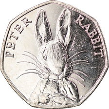 Moeda, Gibraltar, 50 Pence, 2016, Pierre Lapin, MS(63), Cobre-níquel
