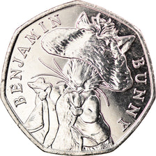 Coin, Gibraltar, 50 Pence, 2017, Benjamin Bunny, MS(63), Copper-nickel
