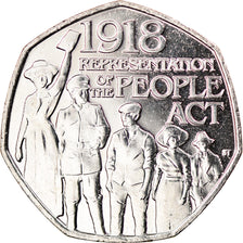 Coin, Gibraltar, 50 Pence, 2018, People Act, MS(63), Copper-nickel