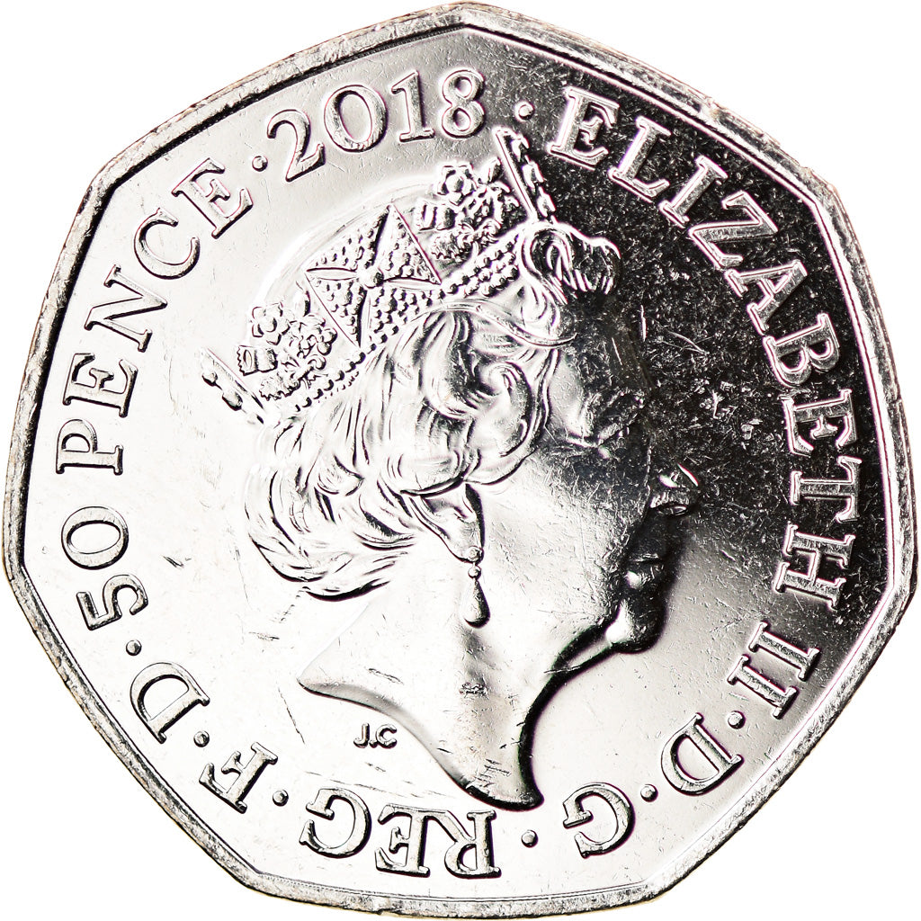 Coin, Gibraltar, 50 Pence, 2018, People Act, MS(63), Copper-nickel