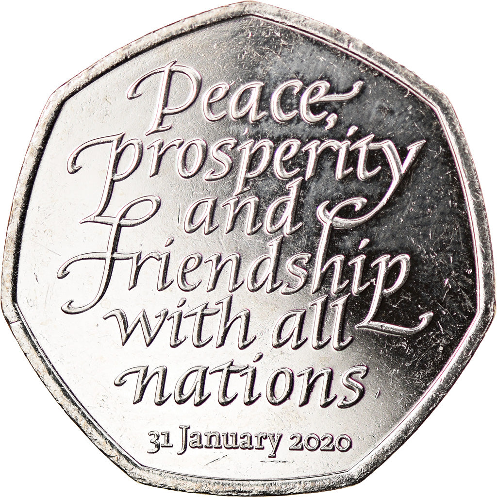 Coin, Gibraltar, 50 Pence, 2020, Brexit, MS(63), Copper-nickel