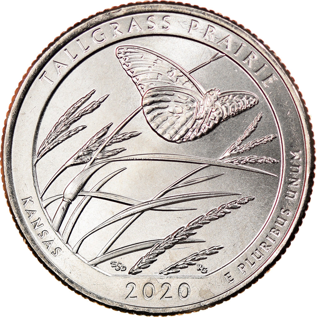 Coin, United States, Quarter, 2020, Philadelphia, Tall grass prairie - Kansas