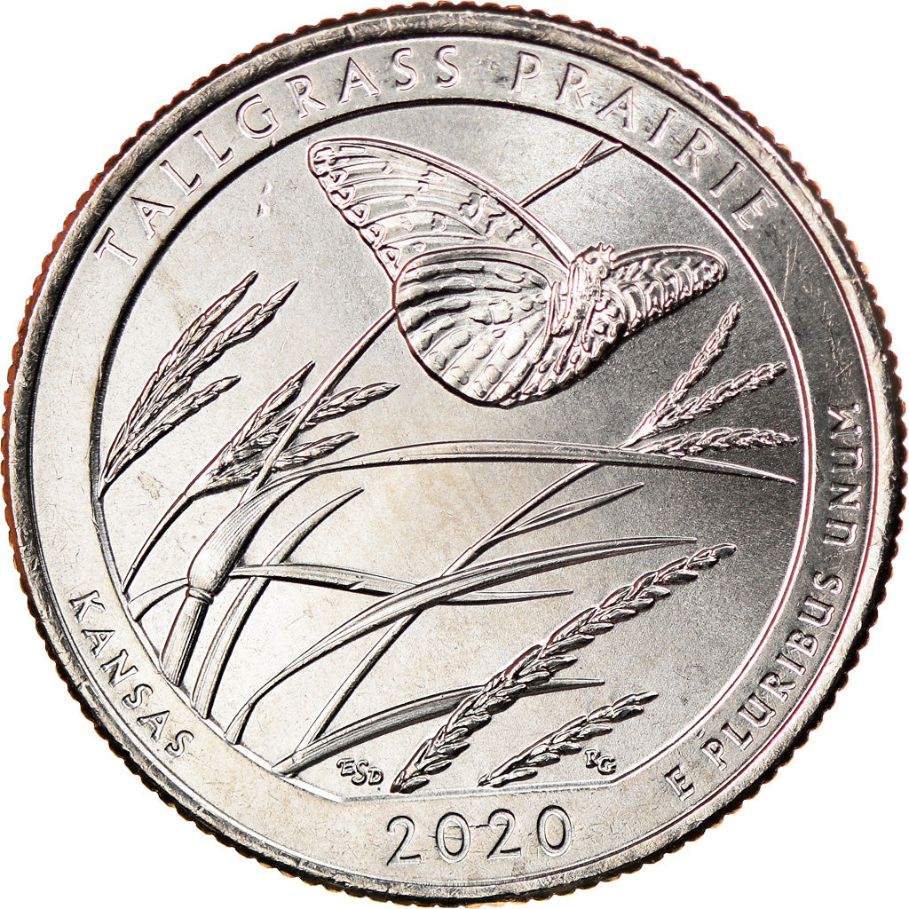 Coin, United States, Quarter, 2020, Philadelphia, Tall grass prairie - Kansas