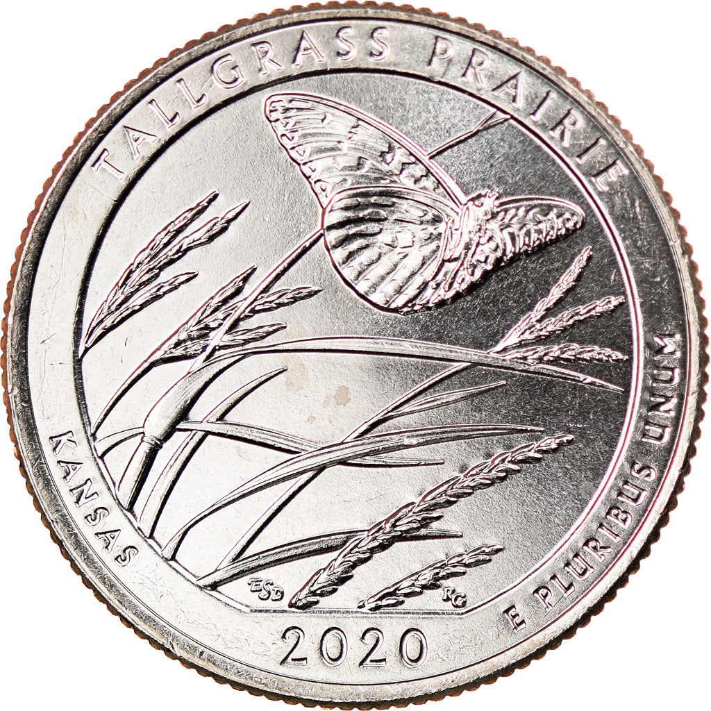 Münze, Vereinigte Staaten, Quarter, 2020, Denver, Tall grass prairie - Kansas