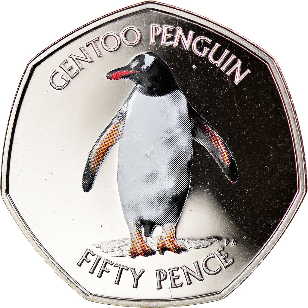 Coin, South Georgia and the South Sandwich Islands, 50 Pence, 2020, Pingouins -