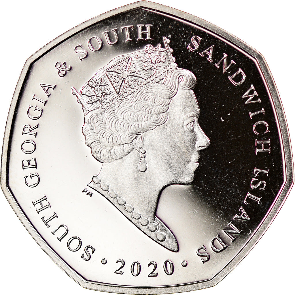 Coin, South Georgia and the South Sandwich Islands, 50 Pence, 2020, Pingouins -