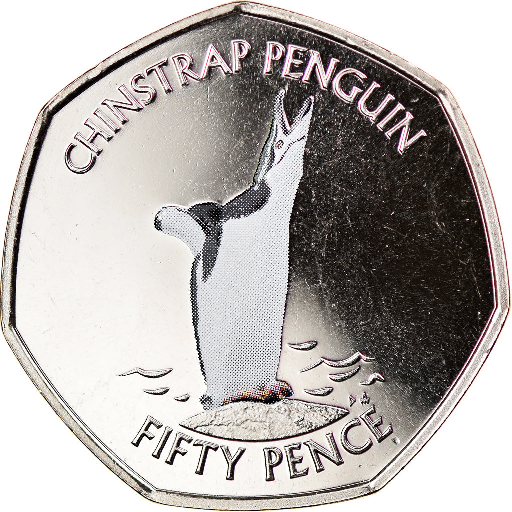 Moeda, Ilhas Geórgia do Sul e Sandwich do Sul, 50 Pence, 2020, Pingouins -