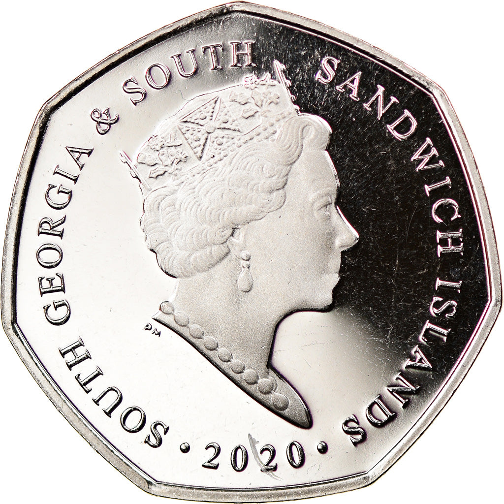 Moeda, Ilhas Geórgia do Sul e Sandwich do Sul, 50 Pence, 2020, Pingouins -