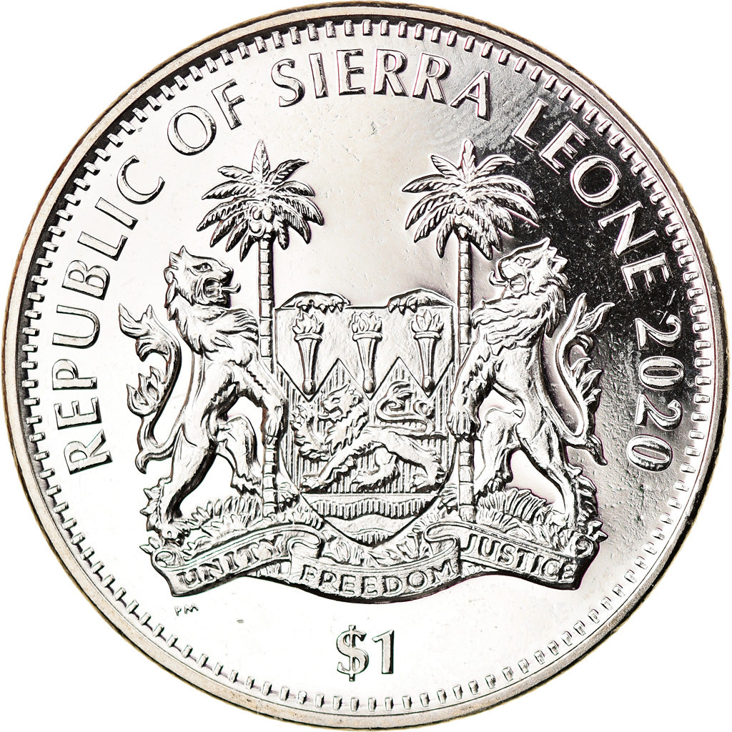 Coin, Sierra Leone, Dollar, 2020, British Royal Mint, Félins - Lion, MS(63)