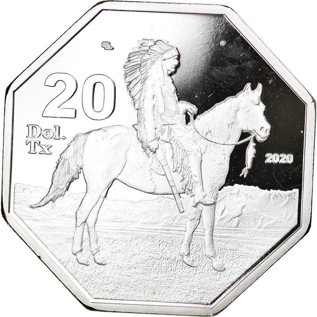 Monnaie, États-Unis, 20 Dollars, 2020, U.S. Mint, TEXAS, SPL, Silver Clad