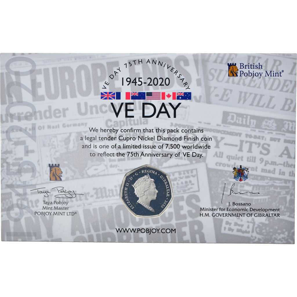 Monnaie, Gibraltar, 50 Pence, 2020, VE Day, SPL, Cupro-nickel