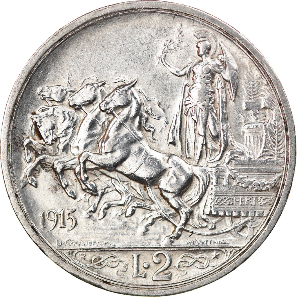 Coin, Italy, Vittorio Emanuele III, 2 Lire, 1915, Rome, AU(55-58), Silver, KM:55