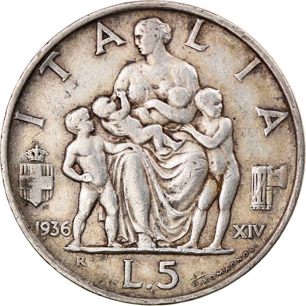Moneta, Italia, Vittorio Emanuele III, 5 Lire, 1936, Rome, BB, Argento, KM:79