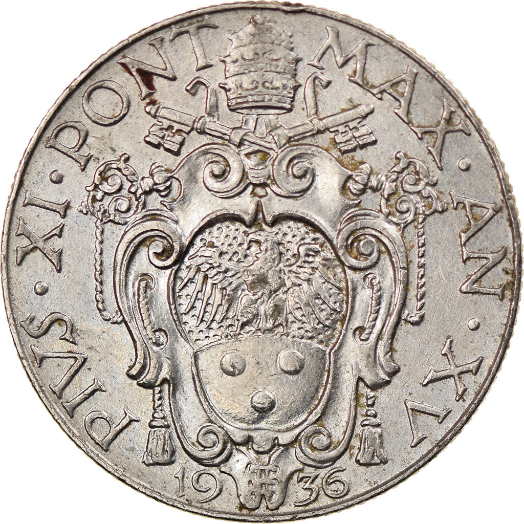 Münze, Vatikanstadt, Pius XI, 50 Centesimi, 1936, Roma, SS, Nickel, KM:4