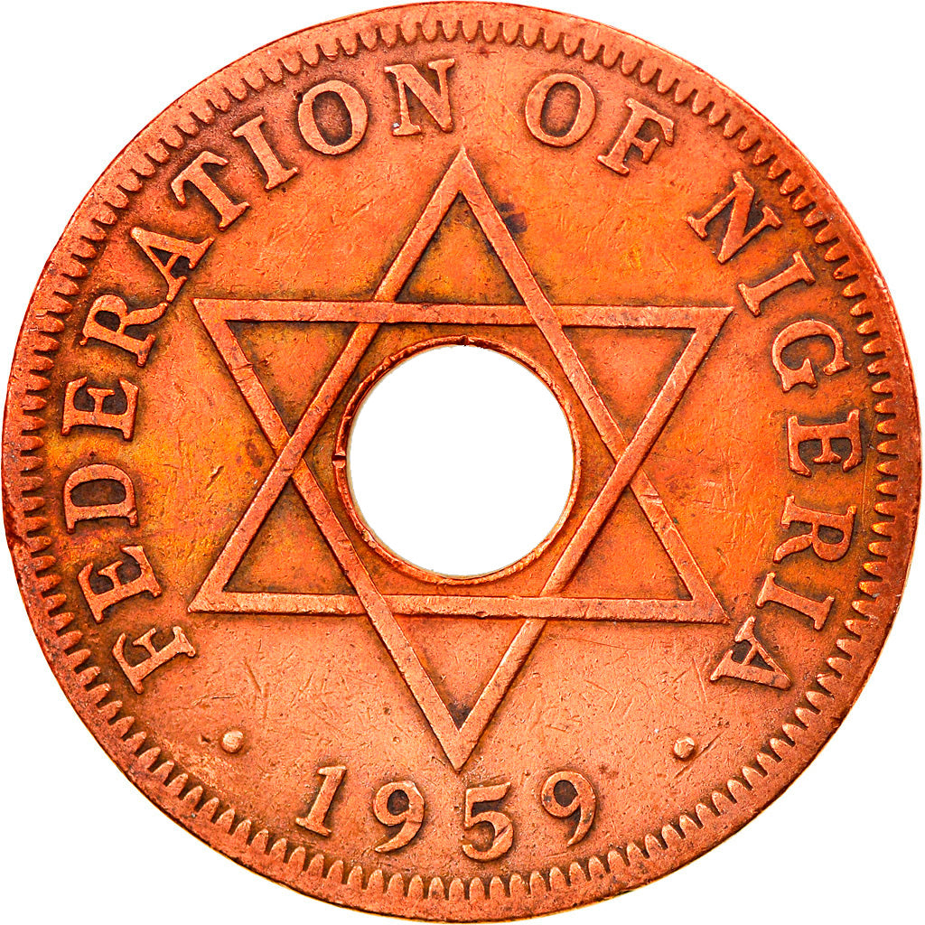 Coin, Nigeria, Elizabeth II, Penny, 1959, EF(40-45), Bronze, KM:2