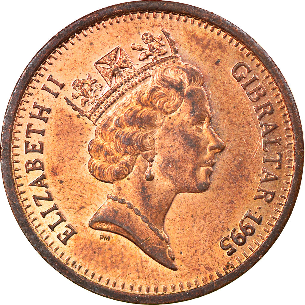Coin, Gibraltar, Elizabeth II, 2 Pence, 1995, EF(40-45), Copper Plated Steel