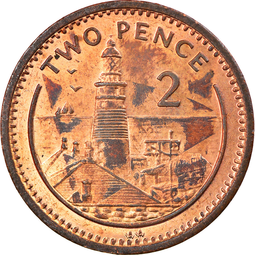 Coin, Gibraltar, Elizabeth II, 2 Pence, 1995, EF(40-45), Copper Plated Steel