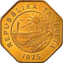 Moeda, Malta, 25 Cents, 1975, British Royal Mint, AU(55-58), Latão, KM:29