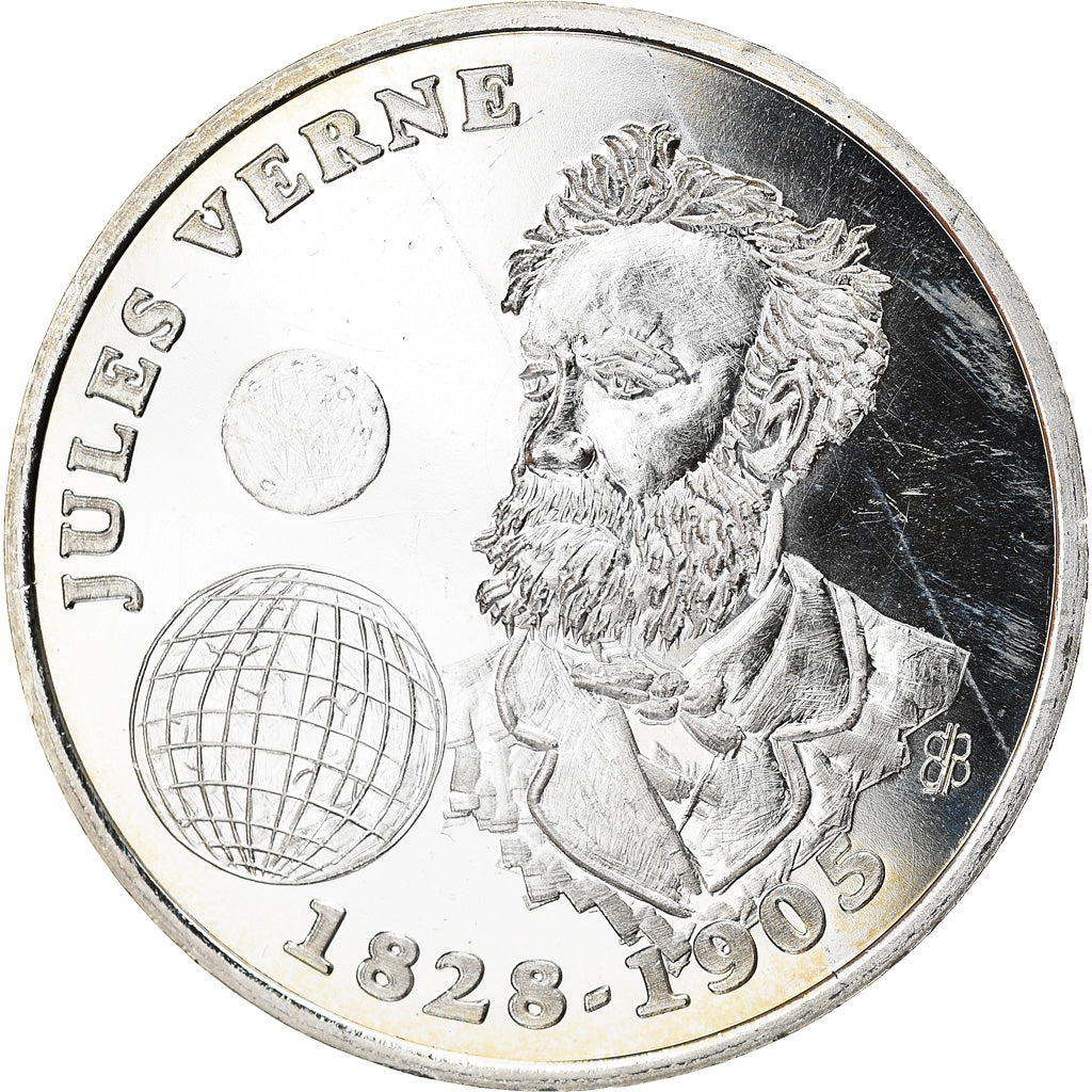 France, Médaille, 30 Ecus d'Amiens, Jules  Verne, 1994-1995, FDC, Argent