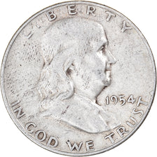 Coin, United States, Franklin Half Dollar, Half Dollar, 1954, U.S. Mint, Denver