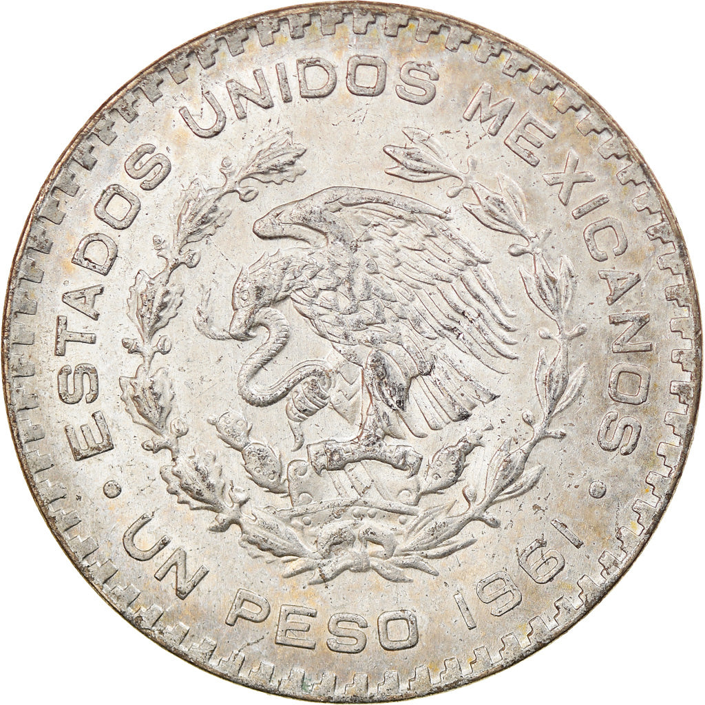 Moneda, México, Peso, 1961, Mexico City, MBC, Plata, KM:459
