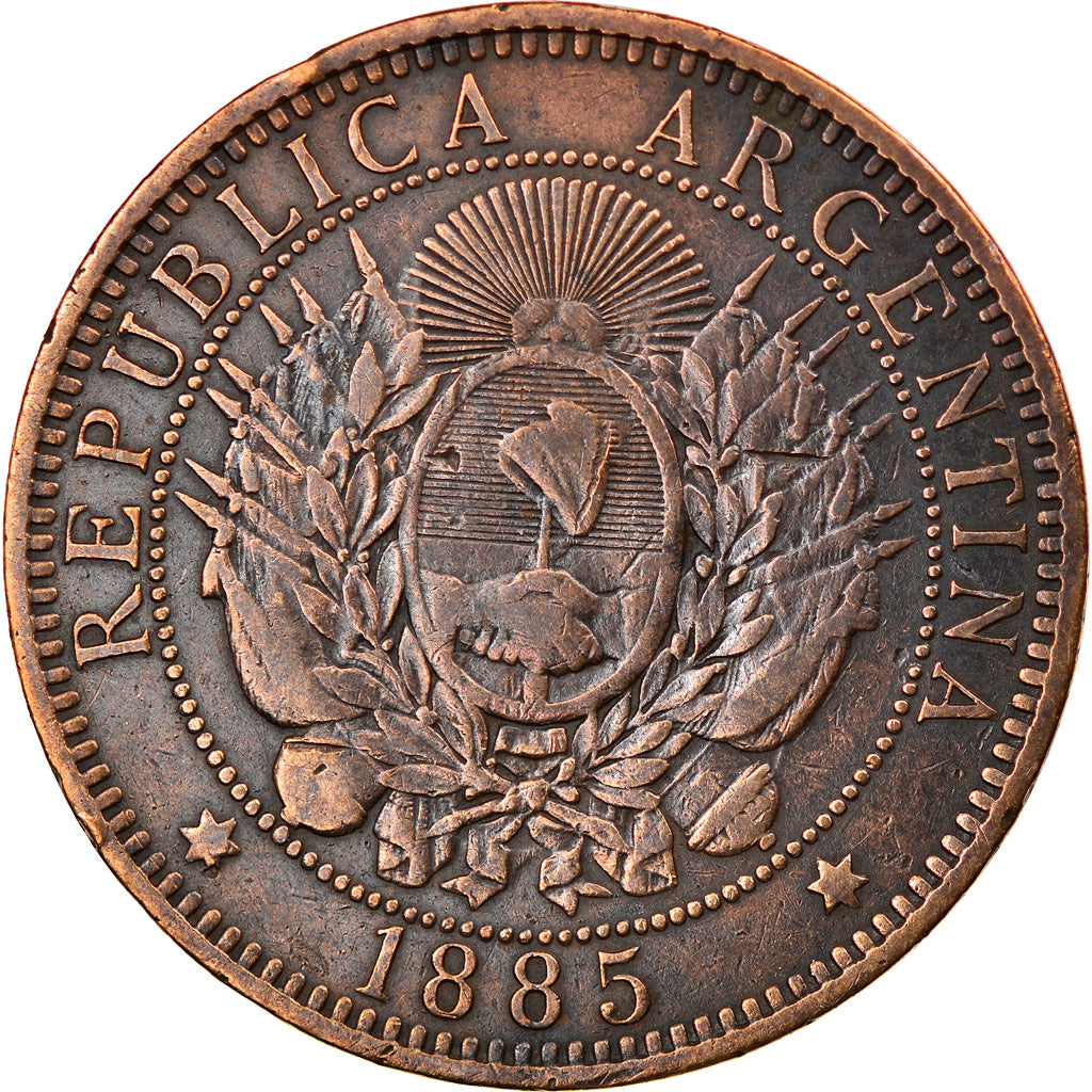Moneta, Argentina, 2 Centavos, 1885, BB, Bronzo, KM:33