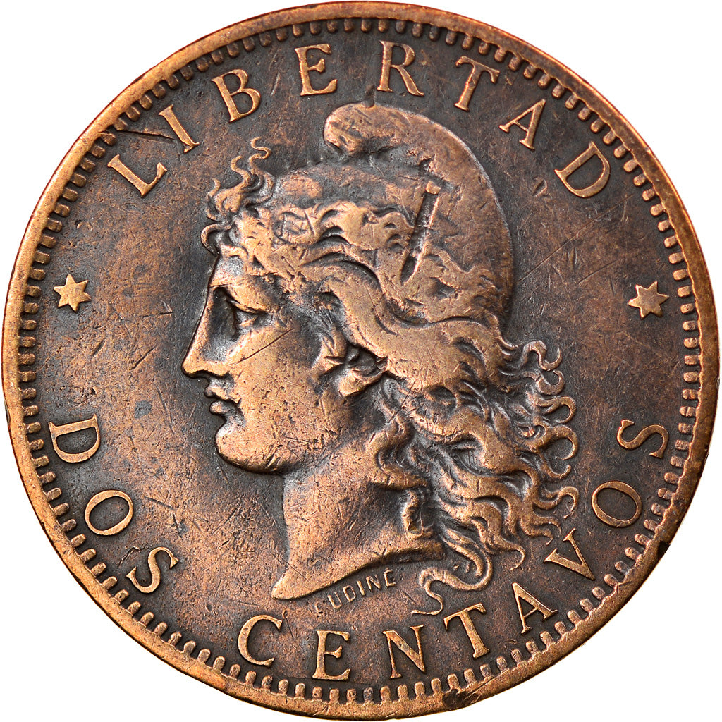 Moneta, Argentina, 2 Centavos, 1885, BB, Bronzo, KM:33