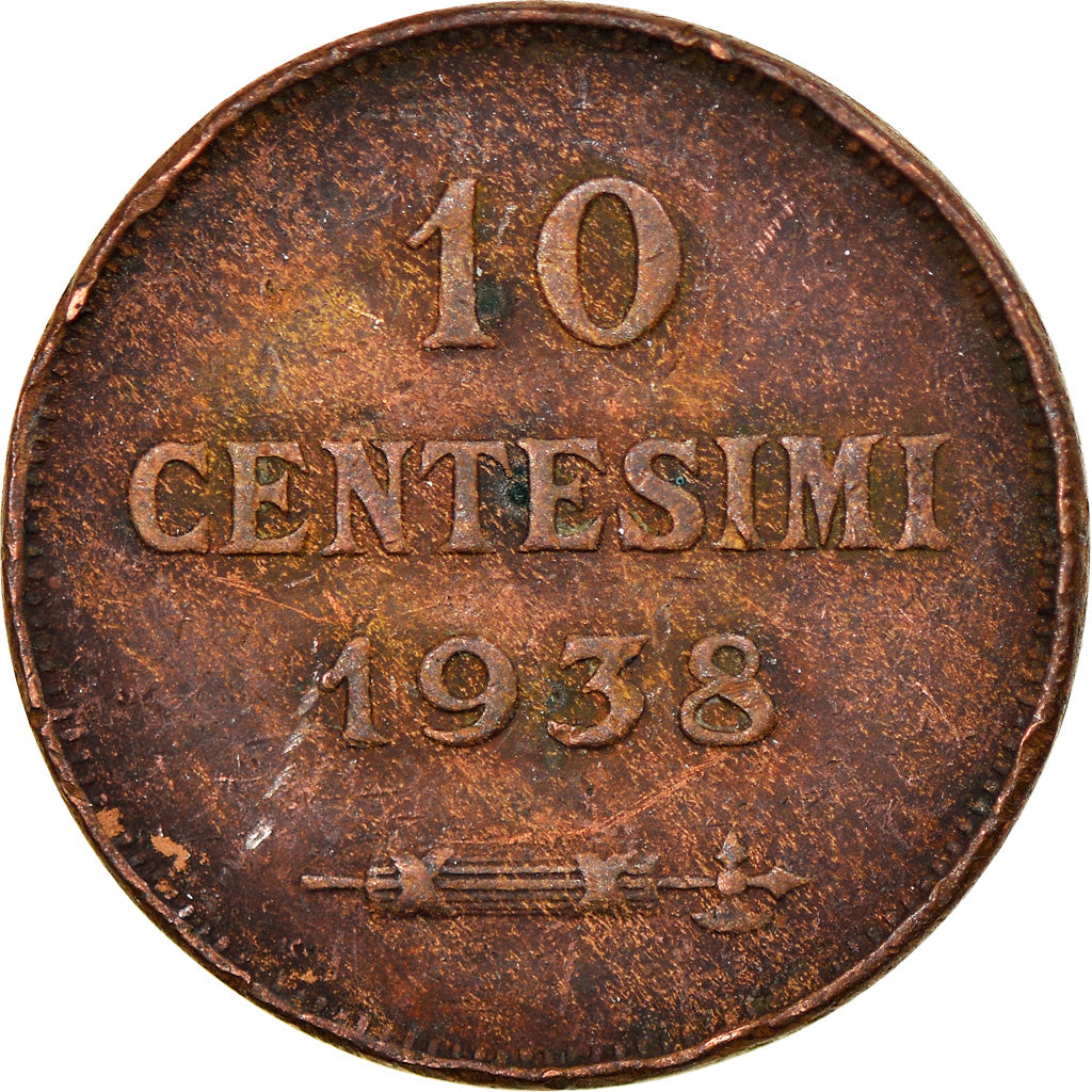 Monnaie, San Marino, 10 Centesimi, 1938, Rome, TB+, Bronze, KM:13