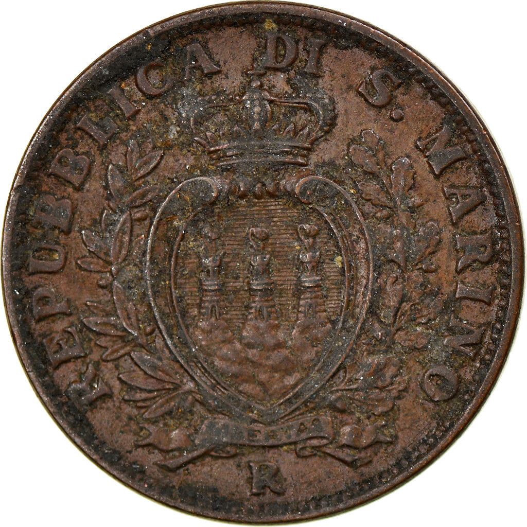 Coin, San Marino, 10 Centesimi, 1938, Rome, VF(30-35), Bronze, KM:13