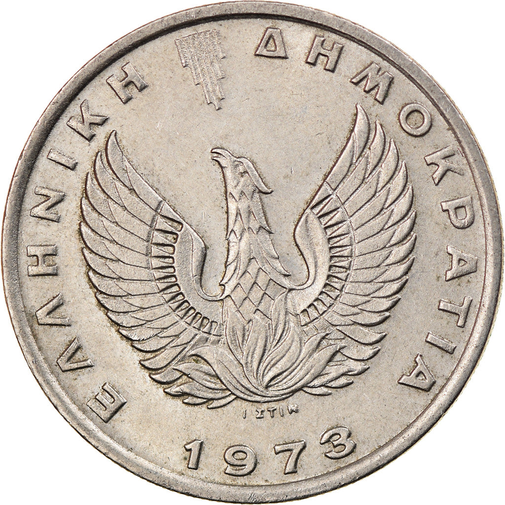 Coin, Greece, 10 Drachmai, 1973, AU(55-58), Copper-nickel, KM:110