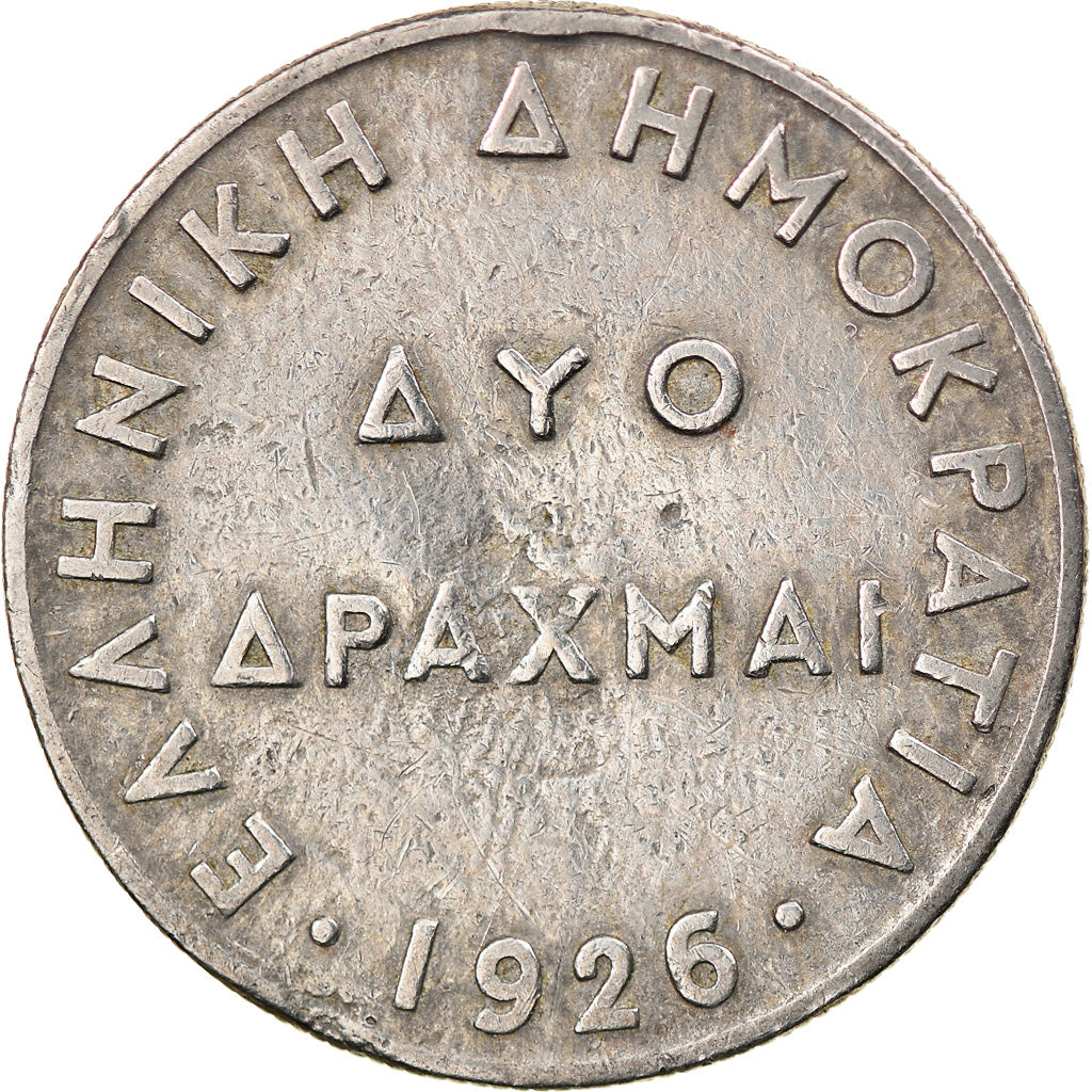 Moneta, Grecia, 2 Drachmai, 1926, MB+, Rame-nichel, KM:70