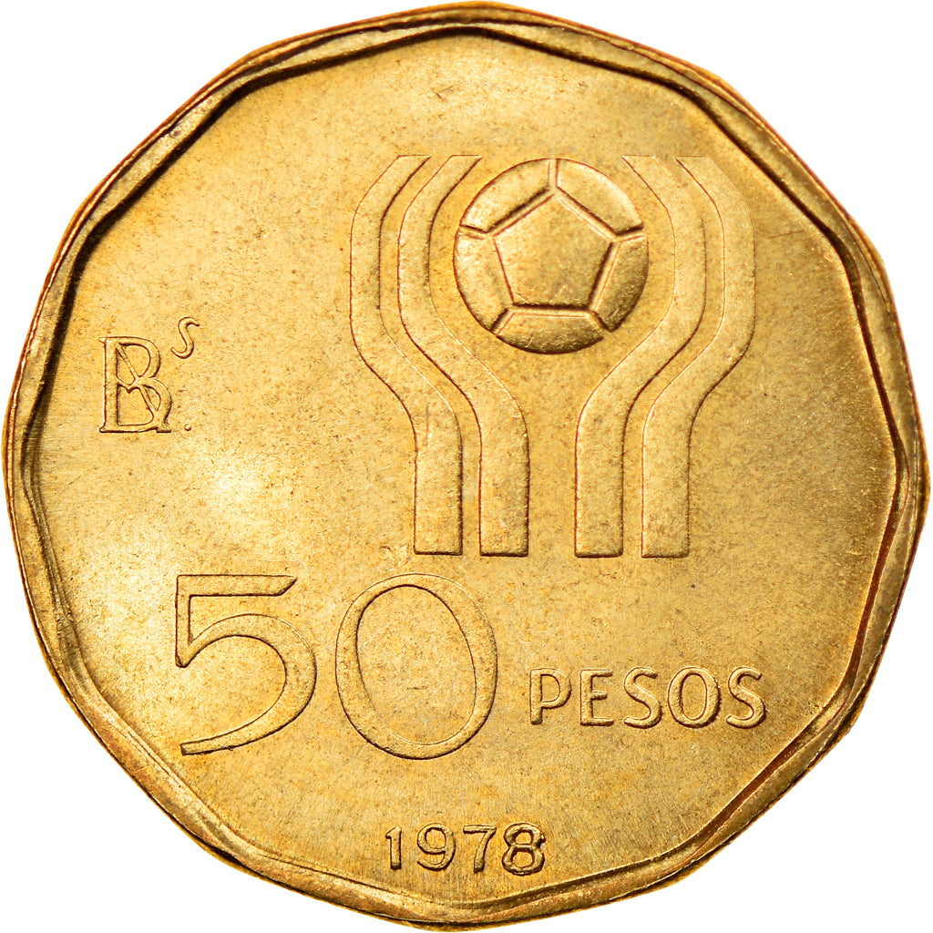 Moneta, Argentina, 50 Pesos, 1978, AU(55-58), Aluminium-Brąz, KM:76