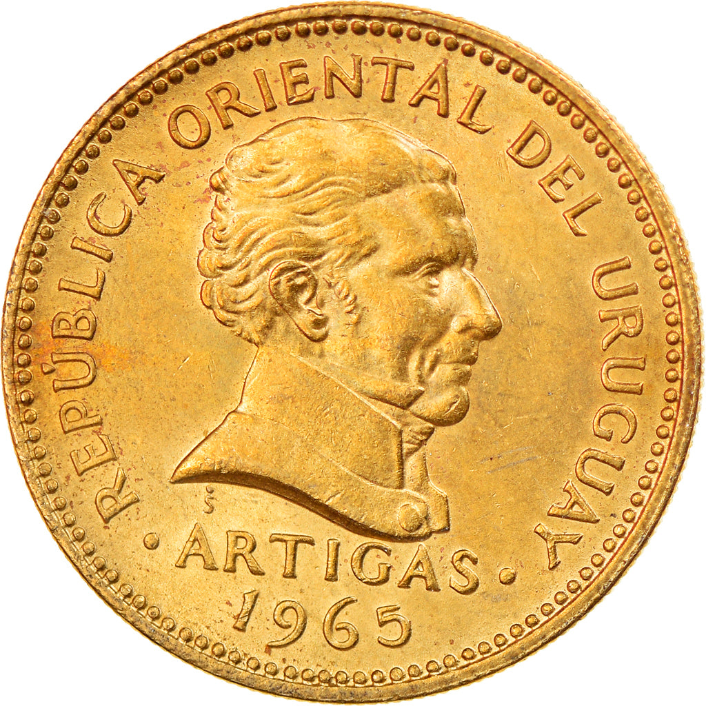 Coin, Uruguay, Peso, 1965, Santiago, AU(55-58), Aluminum-Bronze, KM:46