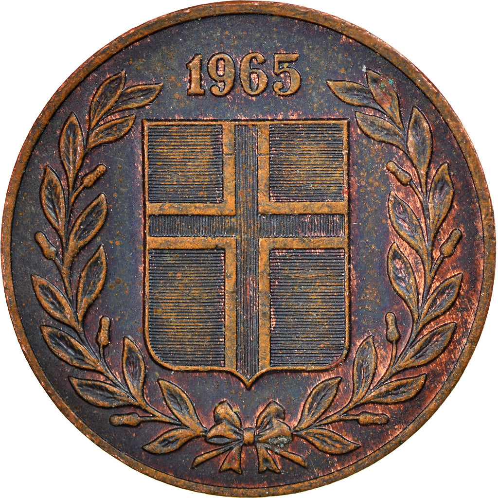 Moneta, Islanda, 5 Aurar, 1965, BB, Bronzo, KM:9