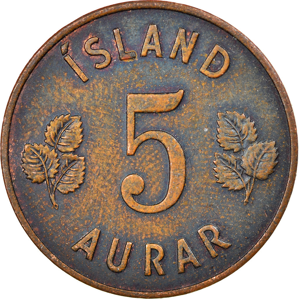 Moneta, Islanda, 5 Aurar, 1965, BB, Bronzo, KM:9
