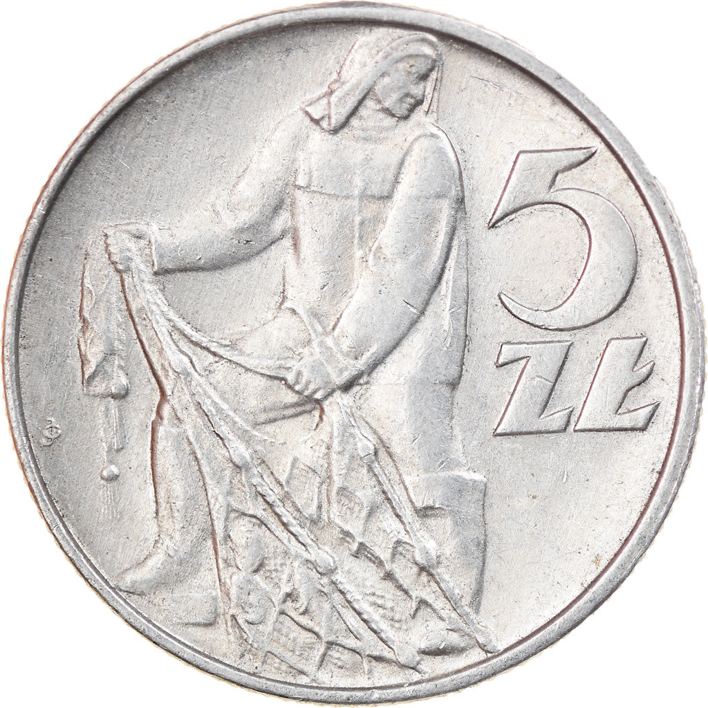 Moneda, Polonia, 5 Zlotych, 1974, Warsaw, EBC, Aluminio, KM:47