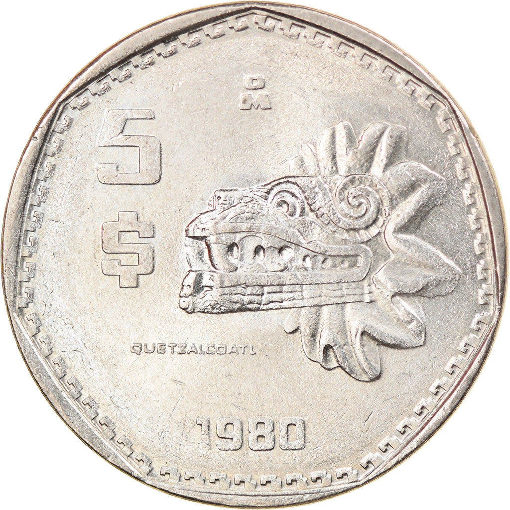 Moneta, Messico, 5 Pesos, 1980, Mexico City, SPL, Rame-nichel, KM:485