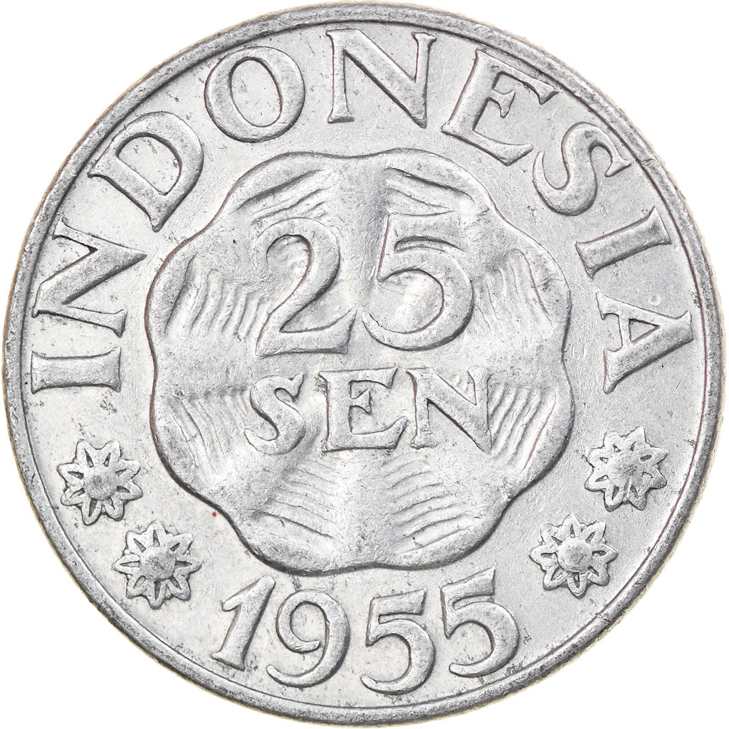Monnaie, Indonésie, 25 Sen, 1955, TTB, Aluminium, KM:11