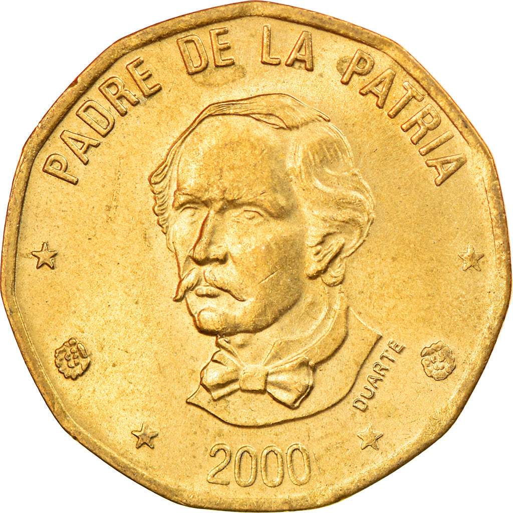Moneta, Repubblica domenicana, Peso, 2000, SPL-, Ottone, KM:80.2
