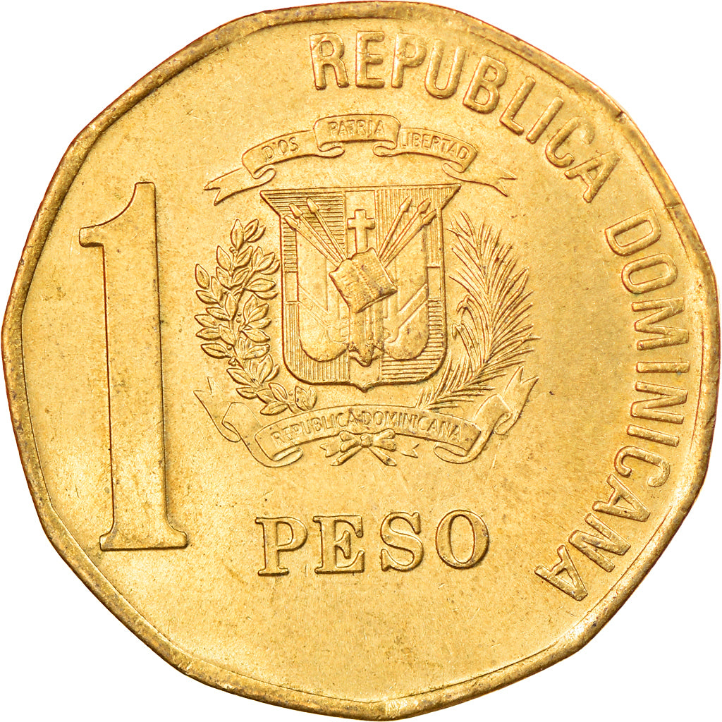 Moneta, Repubblica domenicana, Peso, 2000, SPL-, Ottone, KM:80.2